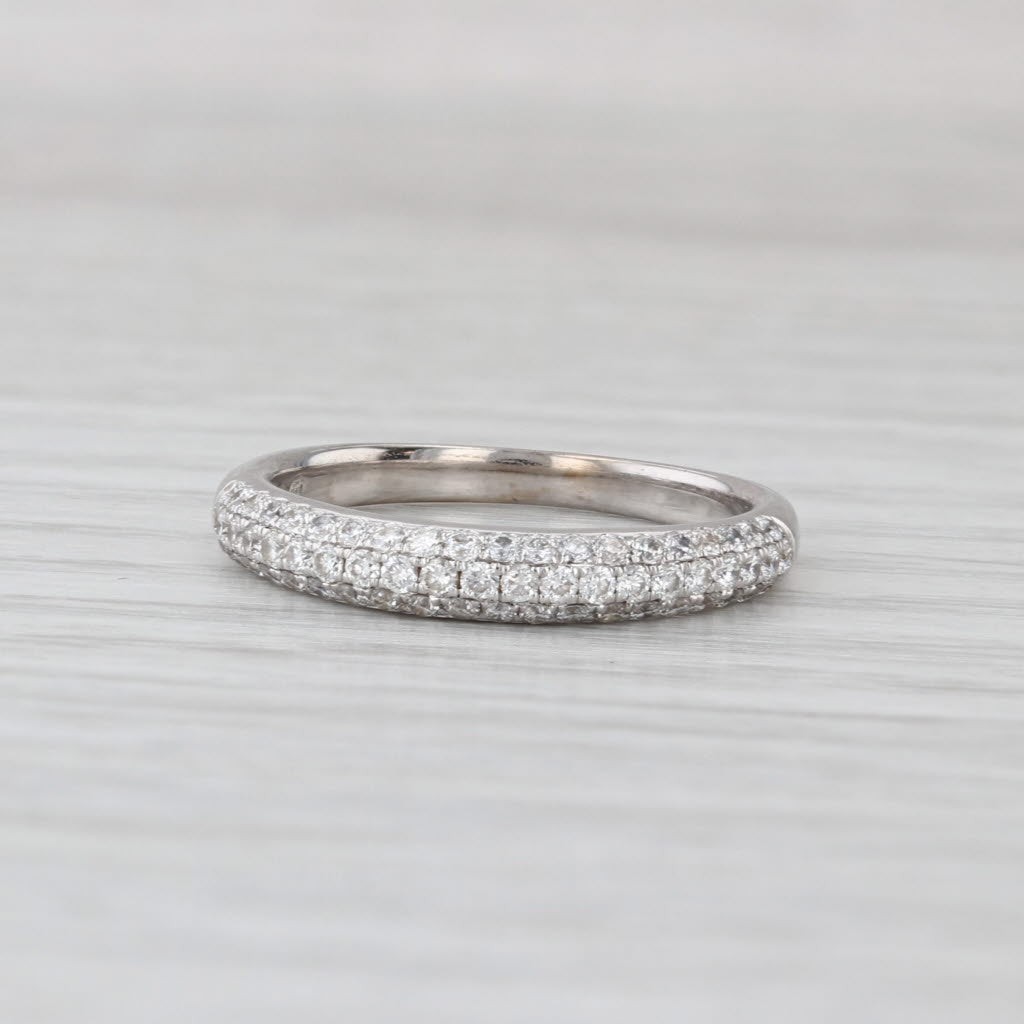 0.50ctw Pave Diamond Wedding Band 18k White Gold Size 6.5 Ring Stackable