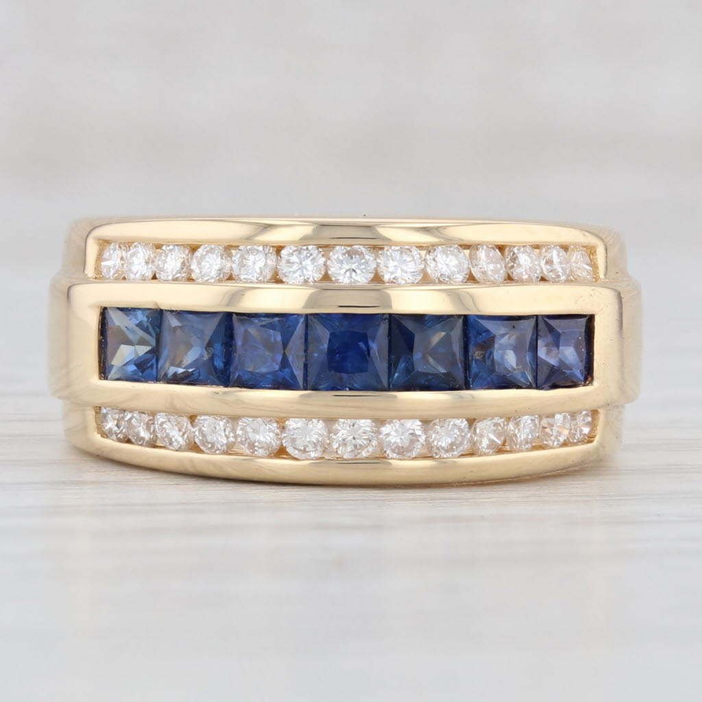 Light Gray 2ctw Blue Sapphire Diamond Ring 18k Yellow Gold Size 7 Band