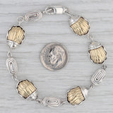 Town & Country Scarab Swirl Link Bracelet Sterling Silver 18k Gold 7"