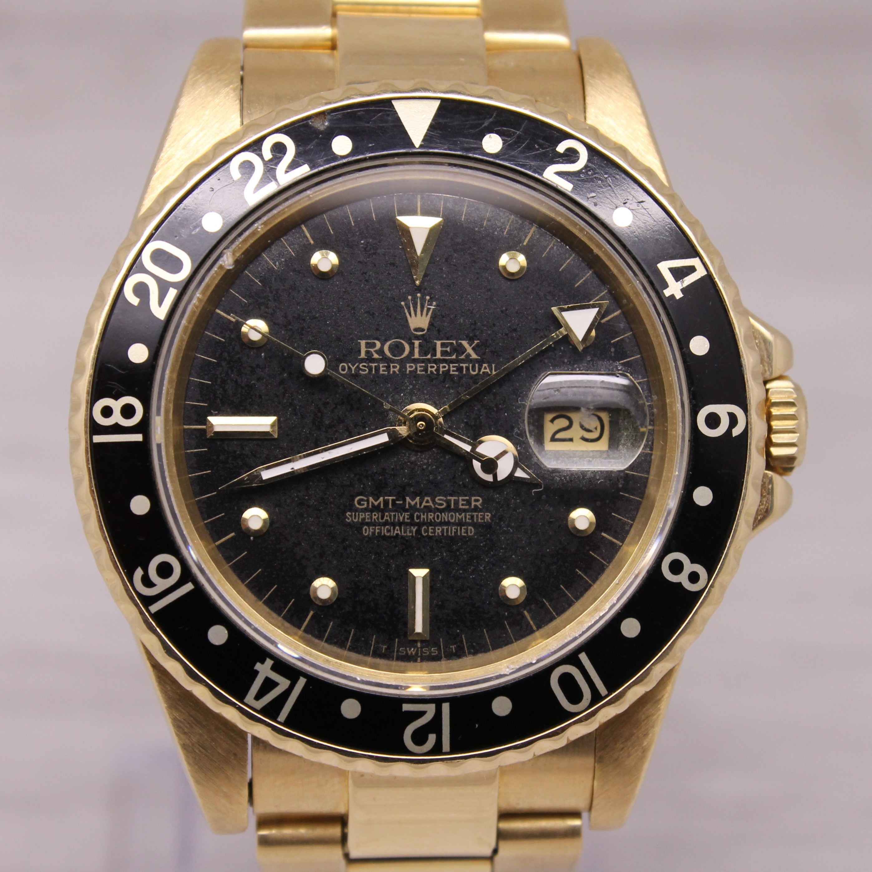 Vintage 1982 Rolex GMT Master 16758 18k Gold Mens Automatic Watch Nipple w B&P