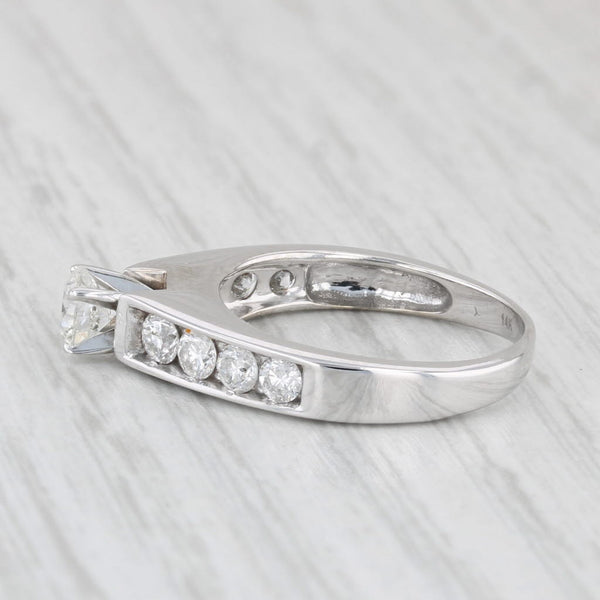 0.84ctw Round Diamond Engagement Ring 14k White Gold Size 5.75