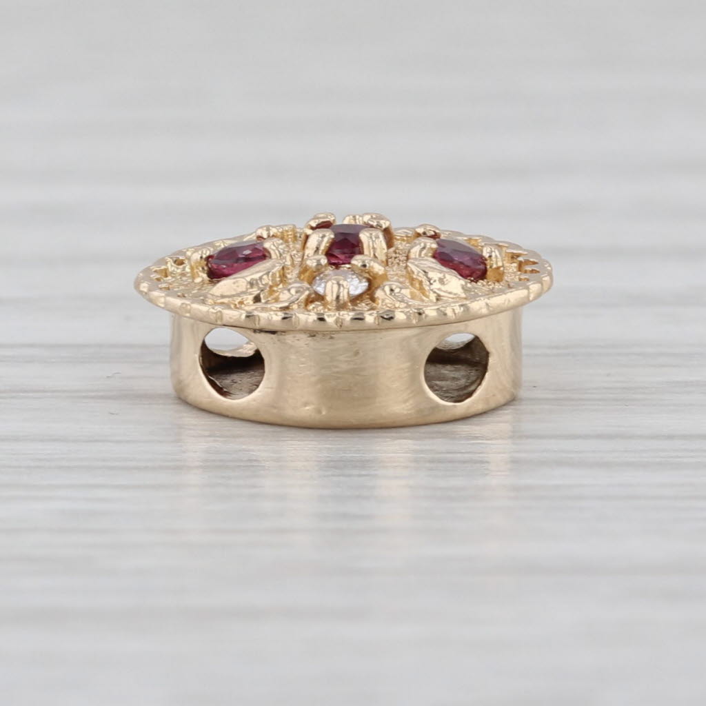 Richard Glatter 0.25ctw Ruby Diamond Slide Bracelet Charm 14k Yellow Gold