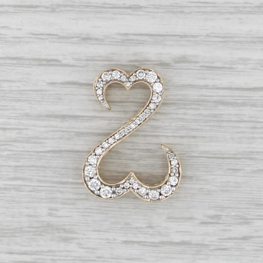0.90ctw Diamond Open Hearts Pendant 14k Yellow Gold Jane Seymour Floating Drop