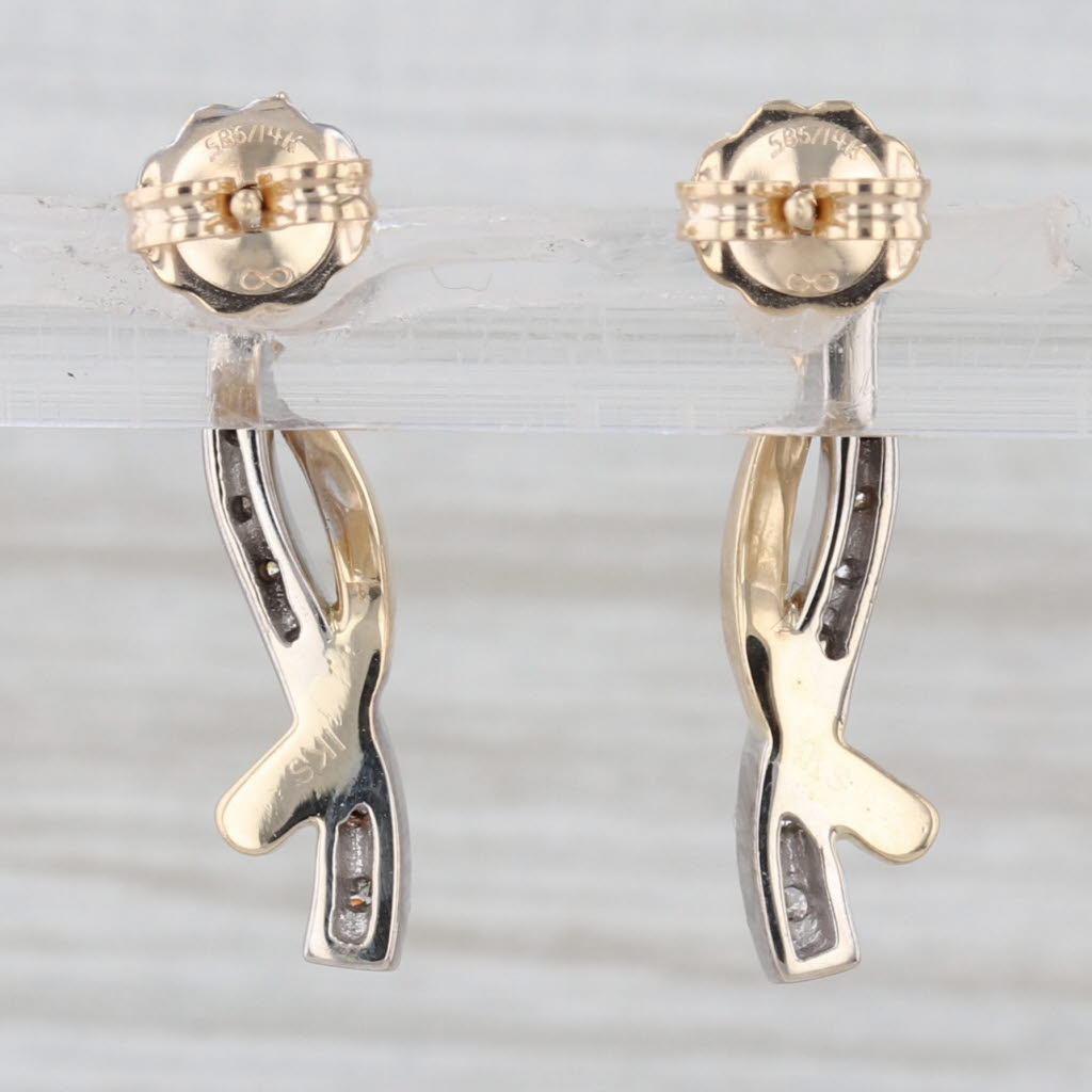 0.26ctw Diamond Journey Drop Earrings 14k Yellow White Gold