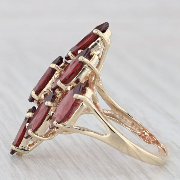 11.70ctw Garnet Cluster Cocktail Ring 10k Yellow Gold Size 8.25