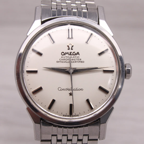 Vintage 1963 Omega Constellation Mens 34mm Steel Automatic Chronometer Watch 551