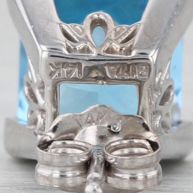 4ctw Square Blue Topaz Stud Earrings 14k White Gold Studs