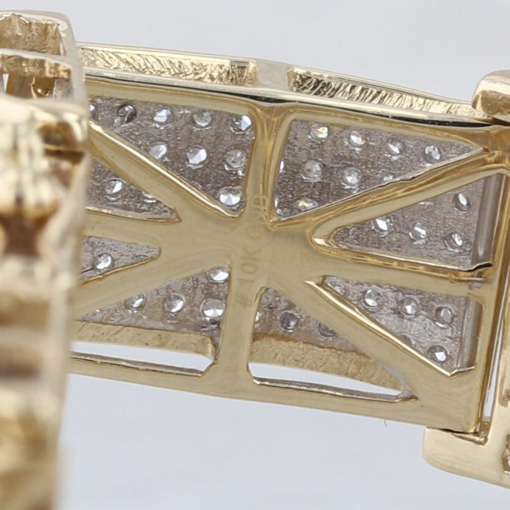 1.70ctw Pave Diamond Link Bracelet 10k Yellow White Gold 8.25" 12.4mm