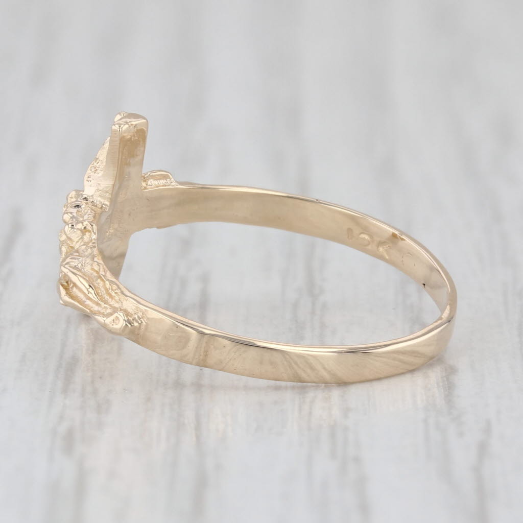 Crucifix Cross Ring 10k Yellow Gold Religious Jewelry Size 8.5