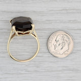 Gray 12.25ct Smoky Quartz Solitaire Ring 14k Yellow Gold Size 8.75 Cocktail