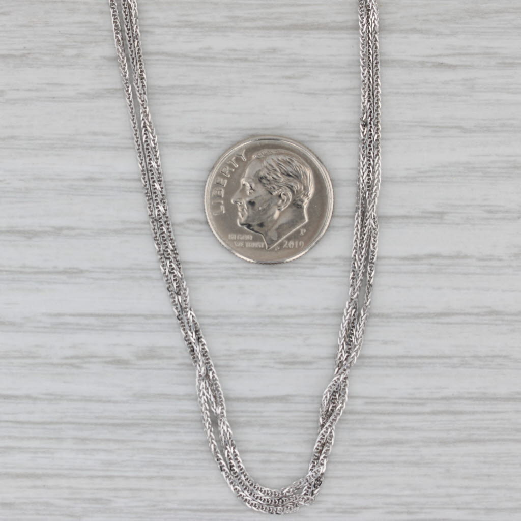 Gray 16" Wheat Chain Necklace 18k White Gold 3-Chain Multi-Chain