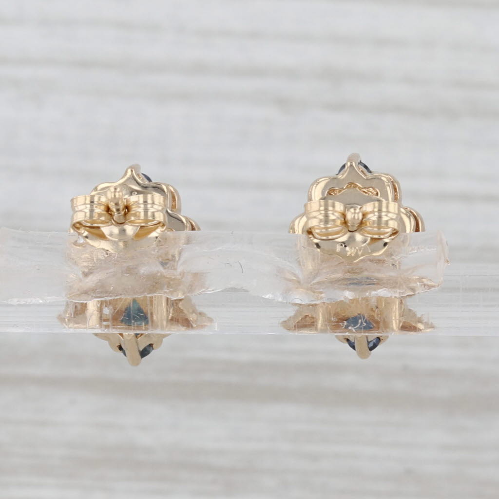 1ctw Blue Sapphire Diamond Stud Earrings 14k Yellow Gold Studs