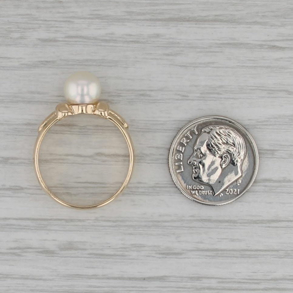 7.4mm Pearl Solitaire Ring 14k Yellow Gold Size 7.25-7.5 Gump's