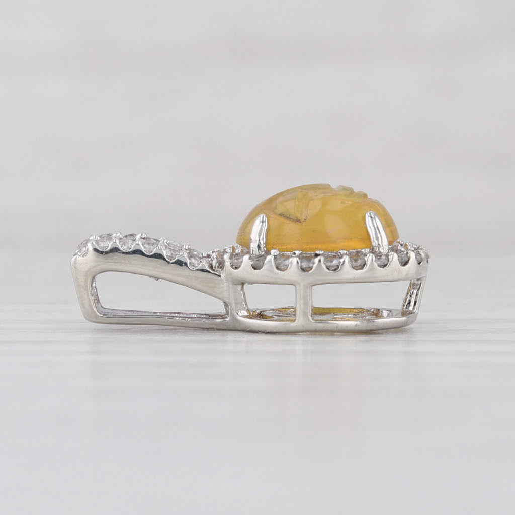 Yellow Opal Zircon Garnet Pendant Sterling Silver Drop