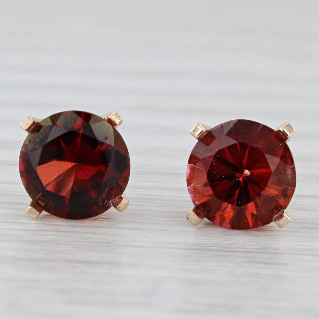 Light Gray 4.80ctw Red Mystic Topaz Stud Earrings 14k Yellow Gold AS IS