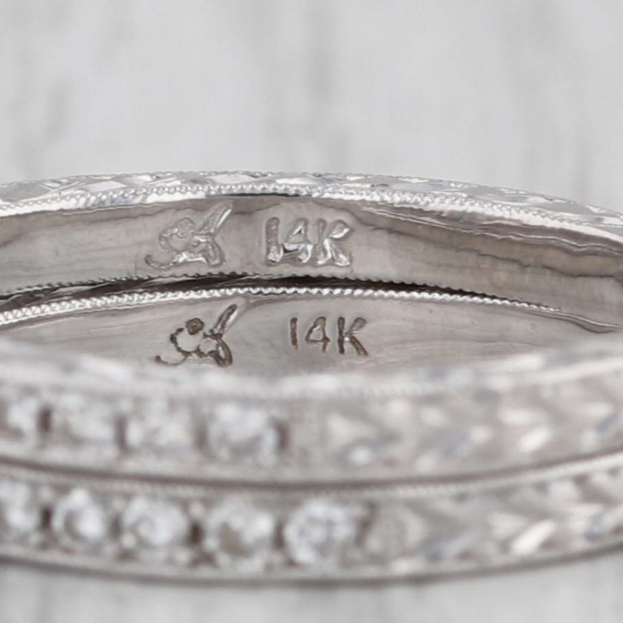 GIA 1.42ctw Diamond Engagement Ring Wedding Band Bridal Set 14k White Gold