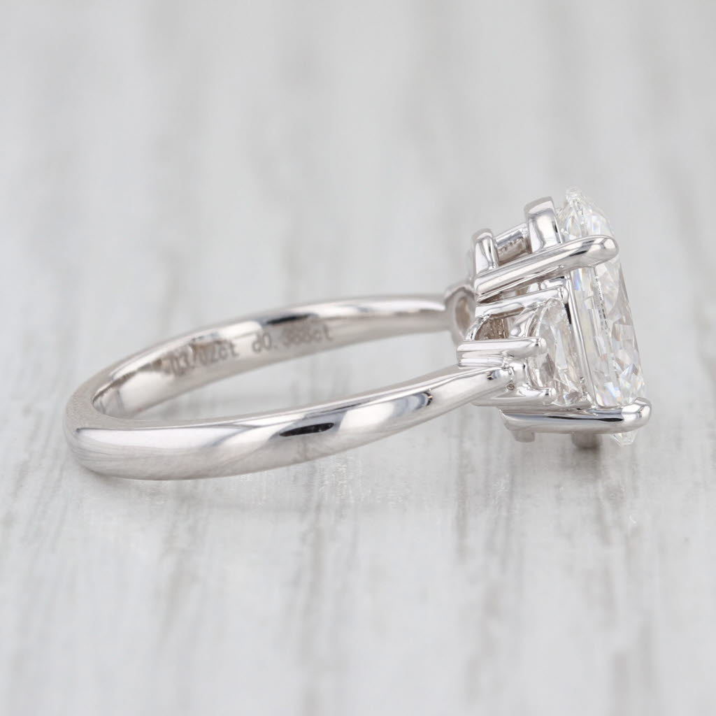 New IGI 3.41ctw Oval Lab Grown Diamond Engagement Ring 14k White Gold Size 6.5