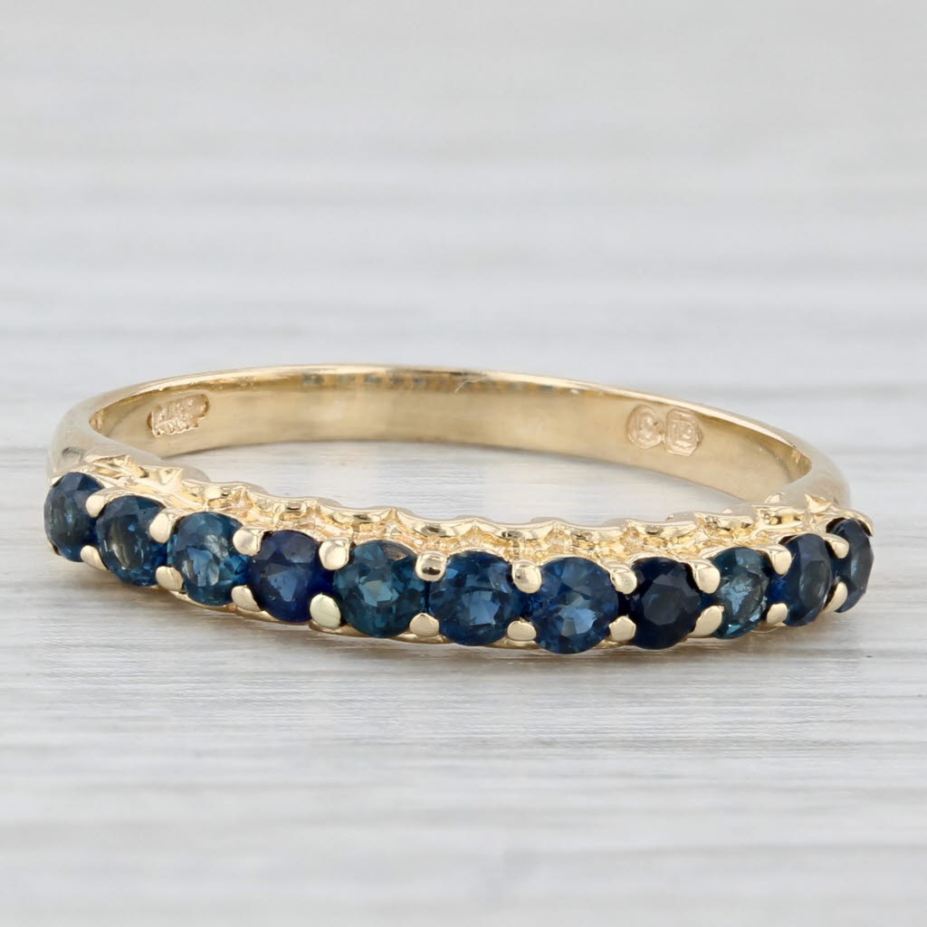 Light Gray 0.57ctw Blue Sapphire Ring 14k Yellow Gold Size 6.75 Stackable