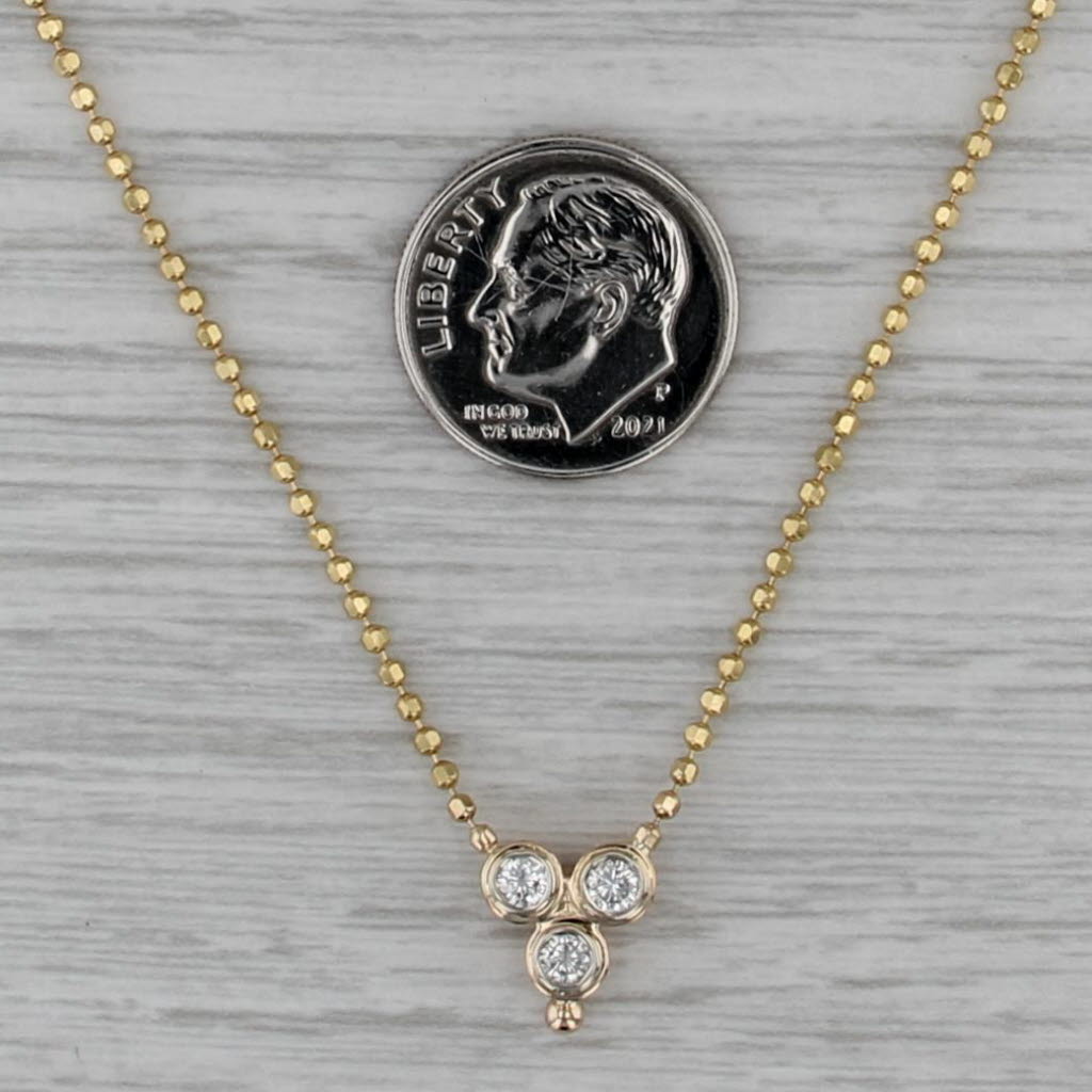 0.24ctw Diamond 3-Stone Pendant Necklace 14k Yellow Gold 16.5" Bead Chain