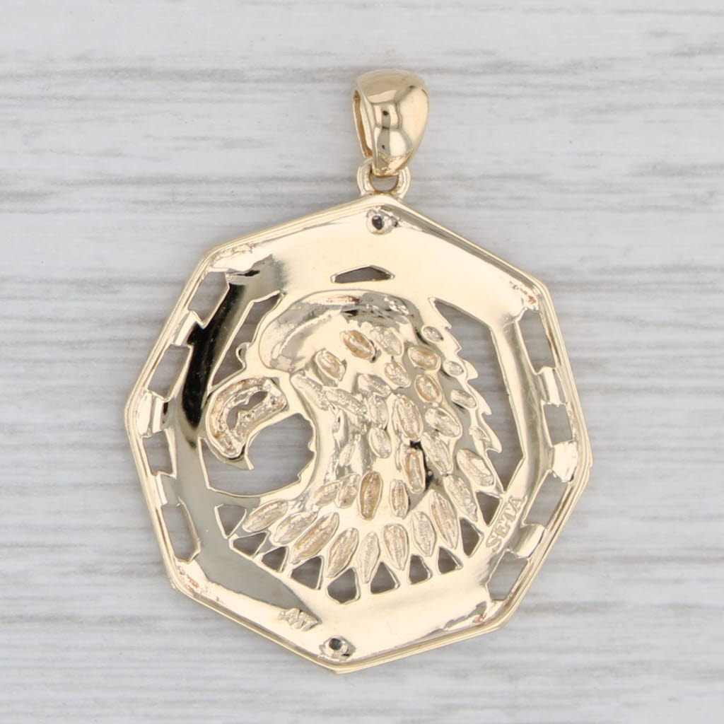 Light Gray Diamond Accented Eagle Pendant 10k Yellow White Gold Patriotic Jewelry