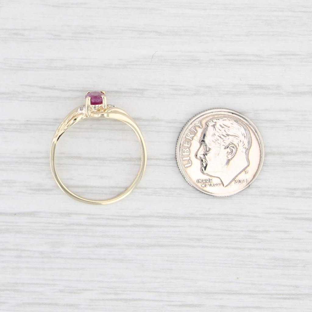 Ruby Diamond Bypass Ring 10k Yellow Gold Size 7.25