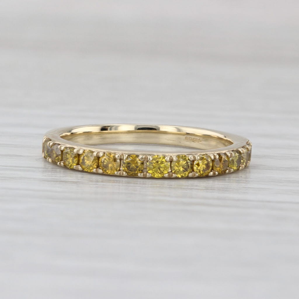 0.51ctw Yellow Diamond Ring 9k Yellow Gold Size 6.25 Stackable Wedding Band COA