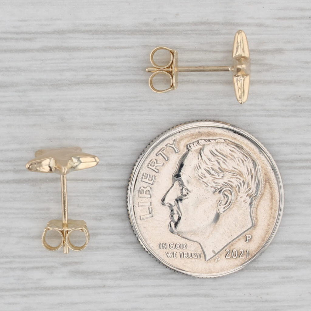 Gray Small Star Stud Earrings 14k Yellow Gold