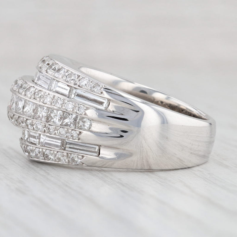 Light Gray 2.64ctw Diamond Band Ring 18k White Gold Size 8 Cocktail Multi-Band Design
