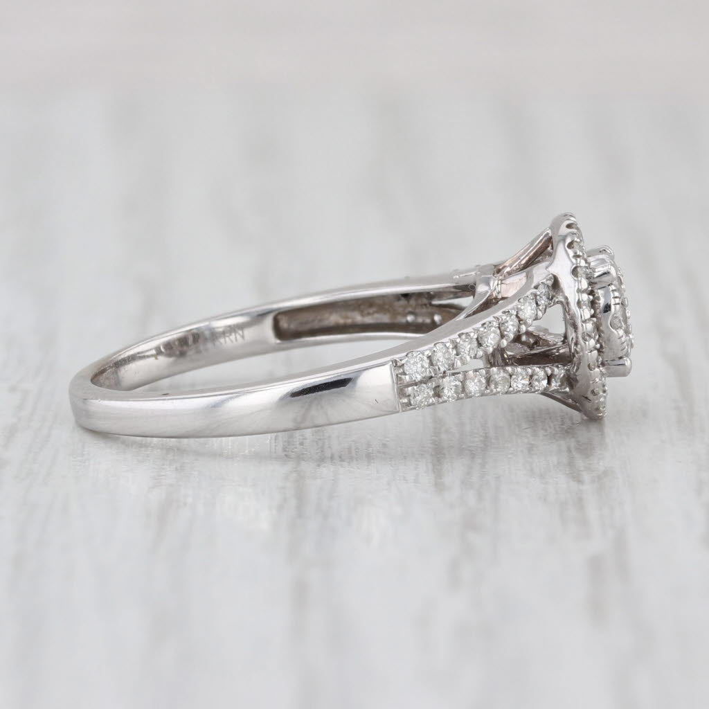 0.43ctw Diamond Cluster Halo Engagement Ring 14k White Gold Size 7
