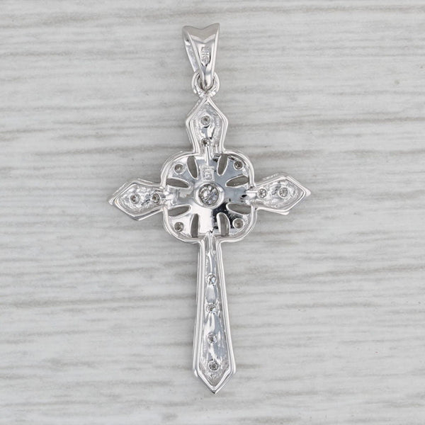 Diamond Cross Pendant 14k White Gold Religious Jewelry
