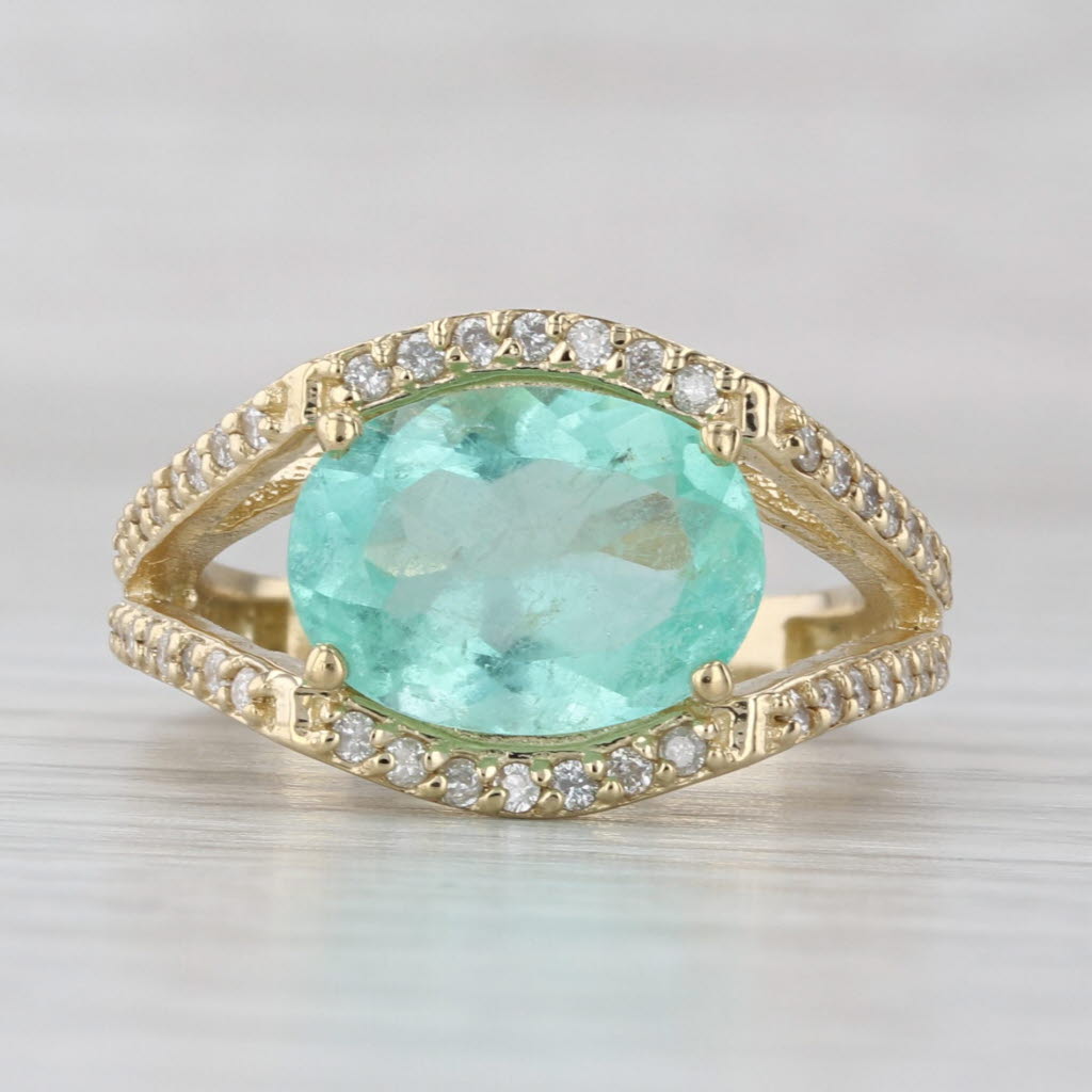 3.94ctw Green Beryl Diamond Ring 14k Yellow Gold Size 8 Euro Shank