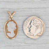 Carved Shell Cameo Pendant 14k Yellow Gold Small Figural Drop
