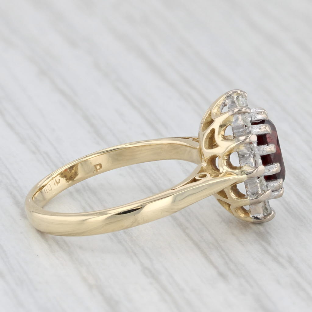 Light Gray 1.26ctw Oval Garnet Diamond Halo Ring 18k Yellow Gold Size 5