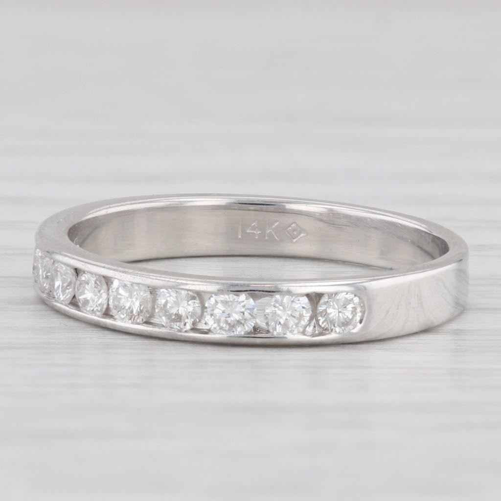 Light Gray 0.50ctw Diamond Wedding Band 14k White Gold Stackable Anniversary Ring Size 7.75