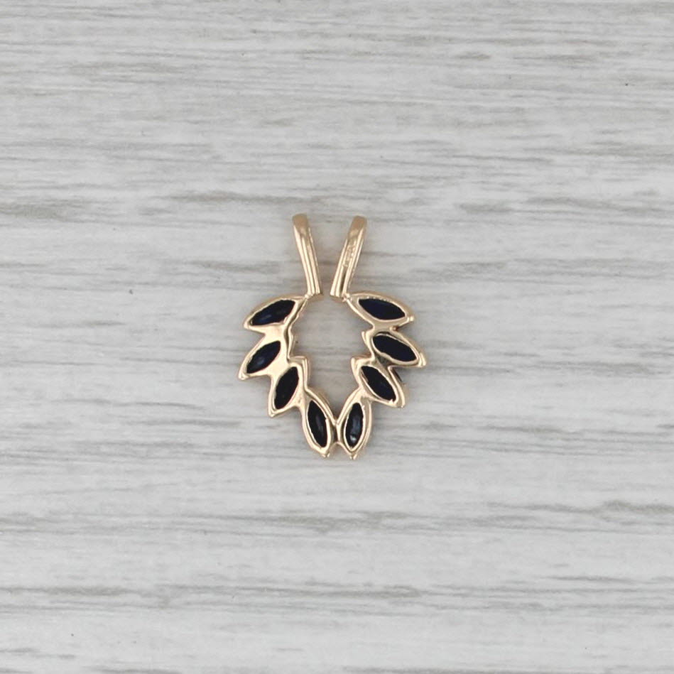 1.20ctw Blue Sapphire Open Enhancer Pendant 14k Yellow Gold