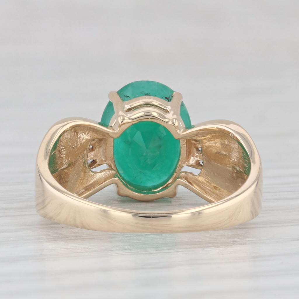 Light Gray 2.68ctw Oval Emerald Diamond Ring 14k Yellow Gold Size 7.25