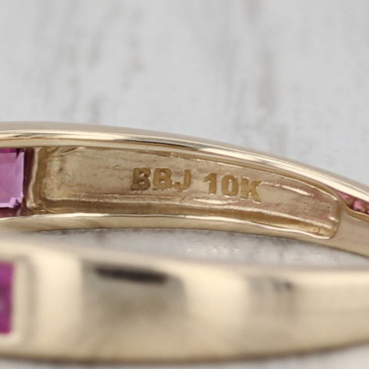 0.64ctw Rhodolite Garnet Ring 10k Yellow Gold Size 8 Stackable Wedding Band