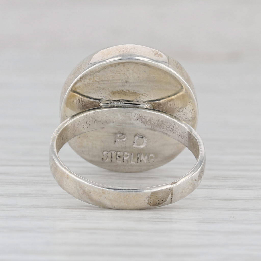 Capricorn Sheep Star Sign Ring Stone Mosaic Resin Sterling Silver Size 7.75-8