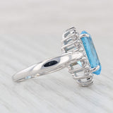 Light Gray 7.73ctw Blue Topaz Diamond Halo Ring 14k White Gold Size 7.5