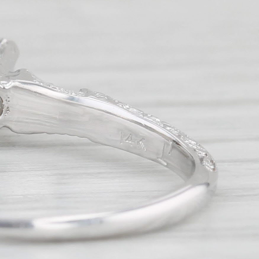 Light Gray 0.20ct Round Diamond Solitaire Ring 14k White Gold Size 6.25