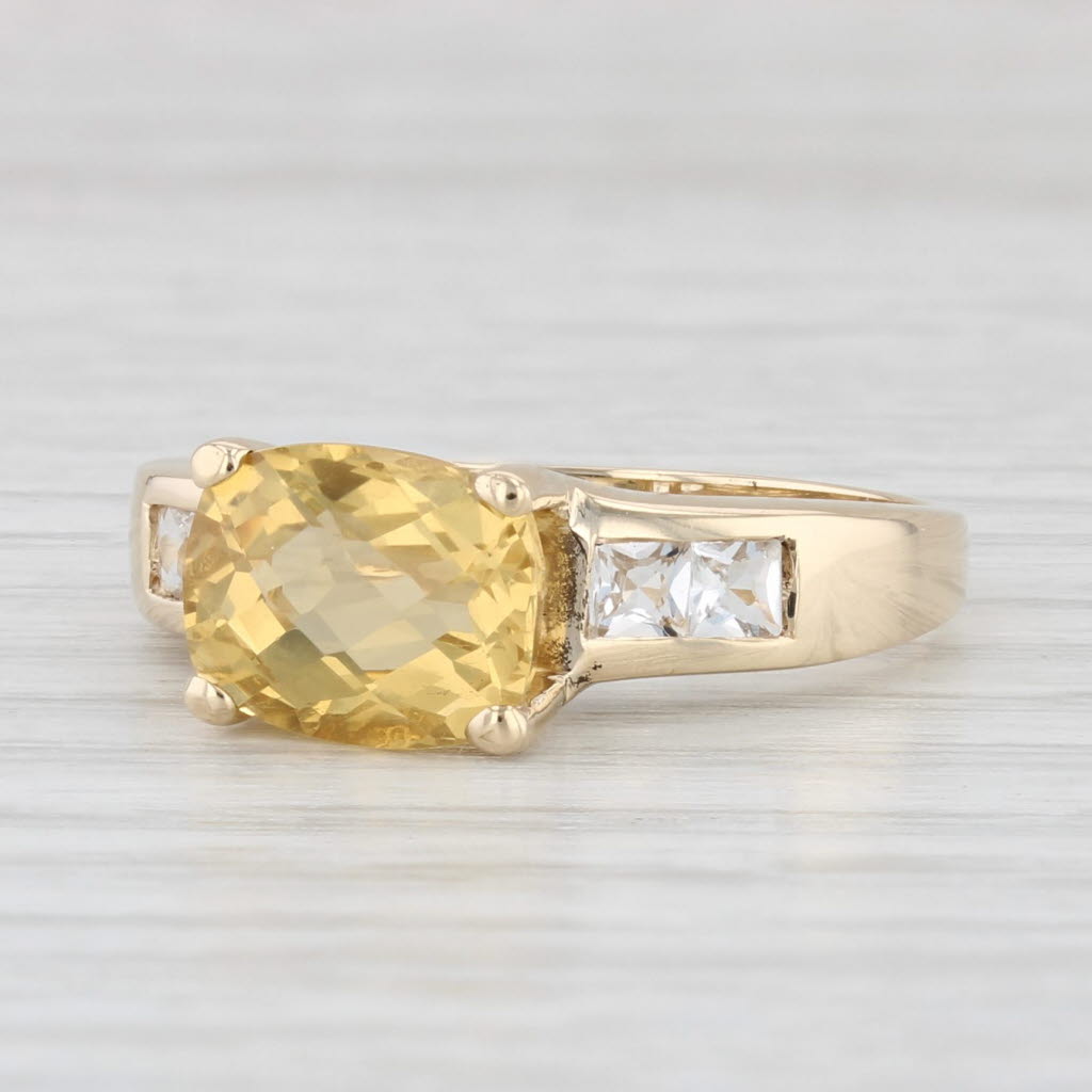 Light Gray 2.75ctw Yellow Heliodor White Goshenite Ring 14k Yellow Gold Size 8