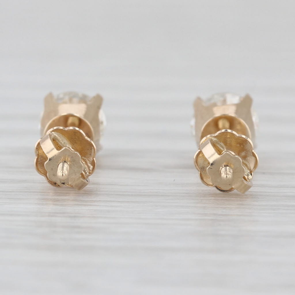 1ctw Diamond Solitaire Stud Earrings 14k Yellow Gold Round Studs