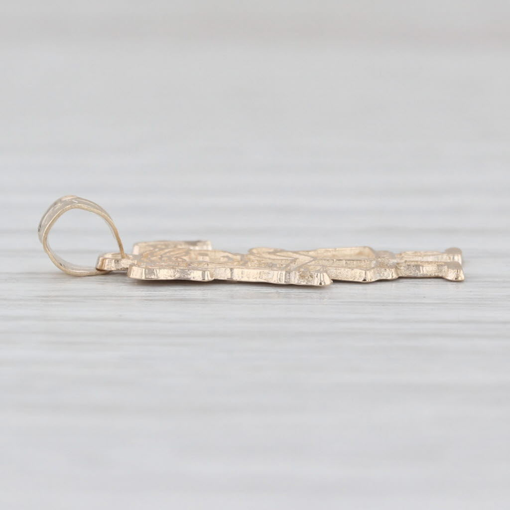 Girl with Baseball Bat Pendant 14k Yellow Gold