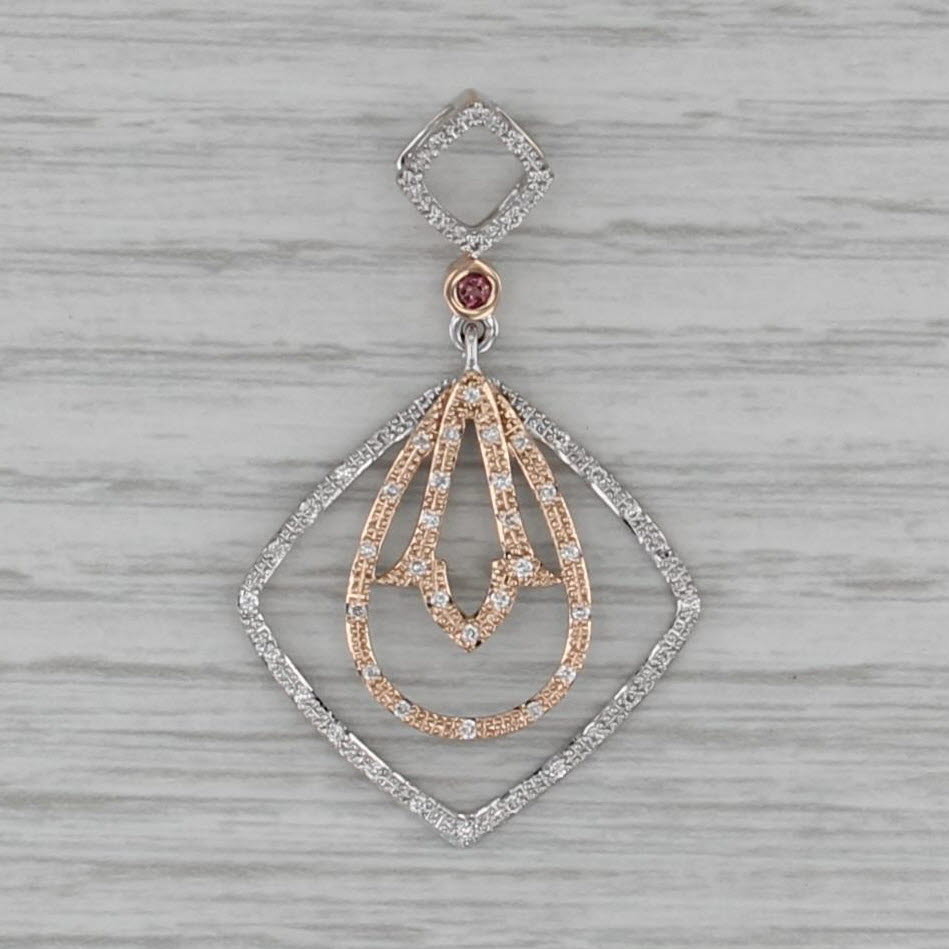 0.20ctw Diamond Pink Tourmaline Pendant 14k Rose White Gold