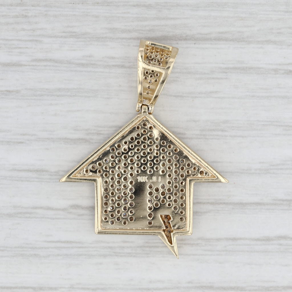 0.97ctw Pave Diamond House Lighting Pendant 10k Yellow Gold