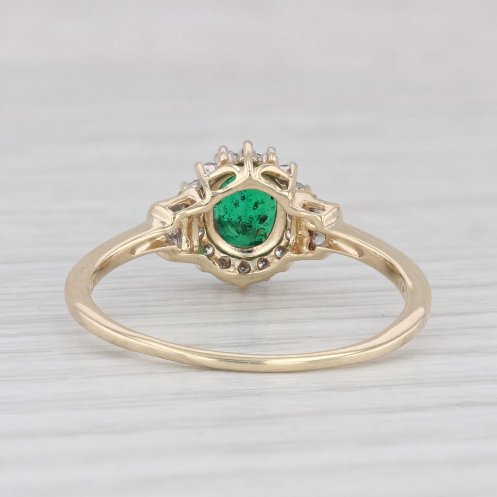 Light Gray 1ctw Oval Emerald Diamond Halo Ring 10k Yellow Gold Size 9.75 Engagement