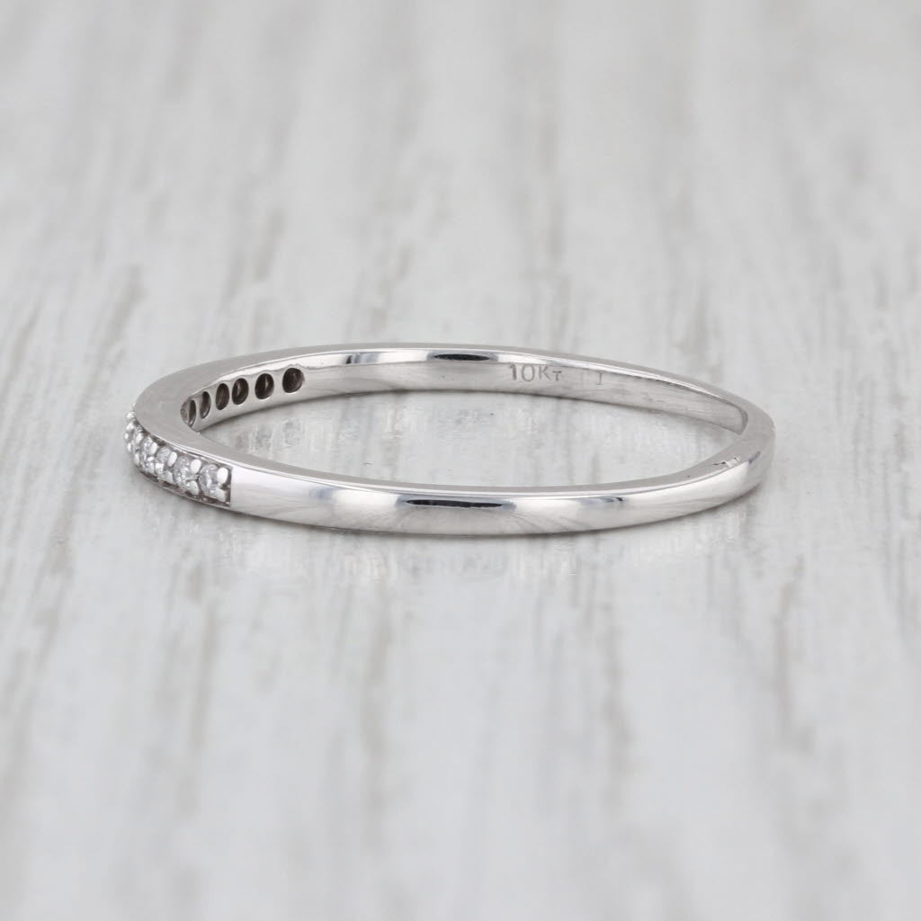 0.10ctw Diamond Wedding Band 10k White Gold Stackable Bridal Ring Size 11