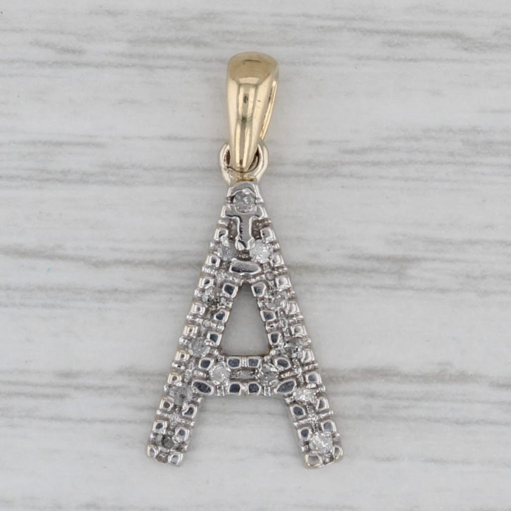 Gray Diamond Letter Initial A Pendant 14k White Yellow Gold