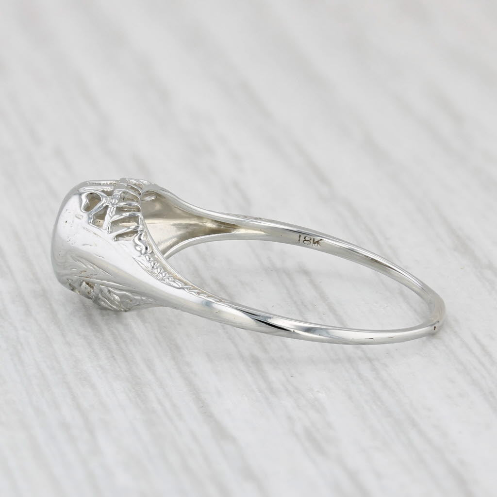 Light Gray Vintage Art Deco Diamond Ring 18k White Gold Size 7.5 Round Solitaire