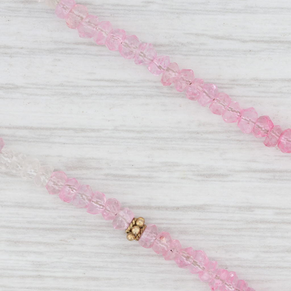 New Nina Wynn Pink Crystal Bead Necklace Sterling Gold Vermeil 18" Adjustable